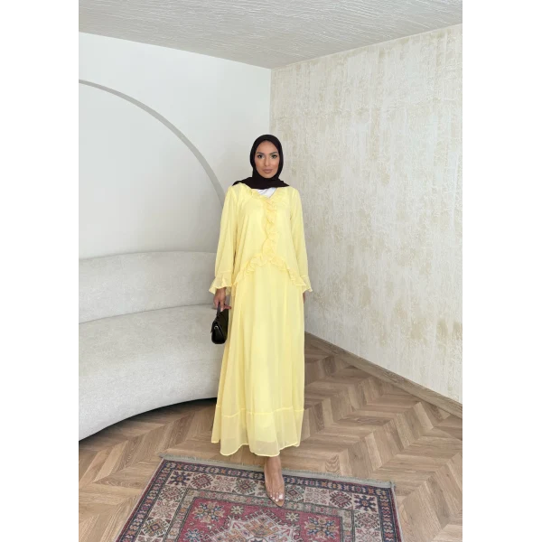 Meslen Şifon Elbise - Sarı