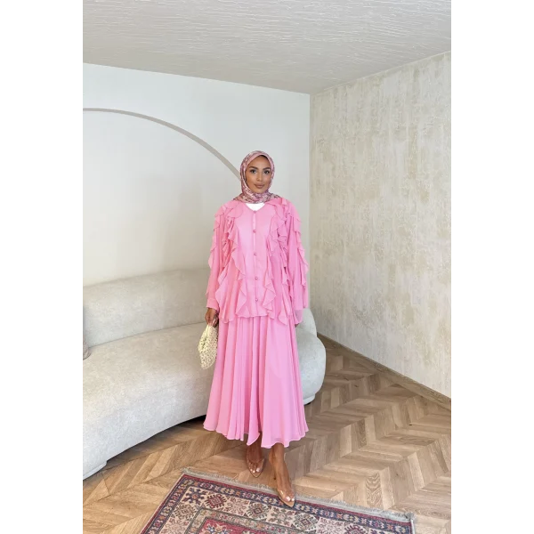 Messina Fırfırlı Takım - Pembe