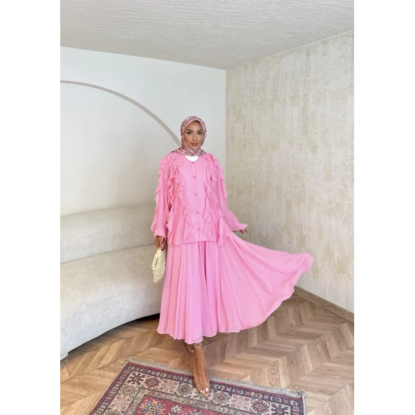 Messina Fırfırlı Takım - Pembe