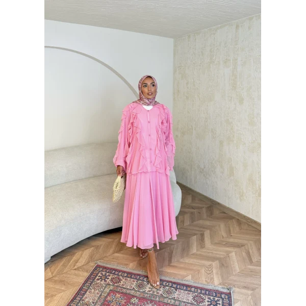 Messina Fırfırlı Takım - Pembe