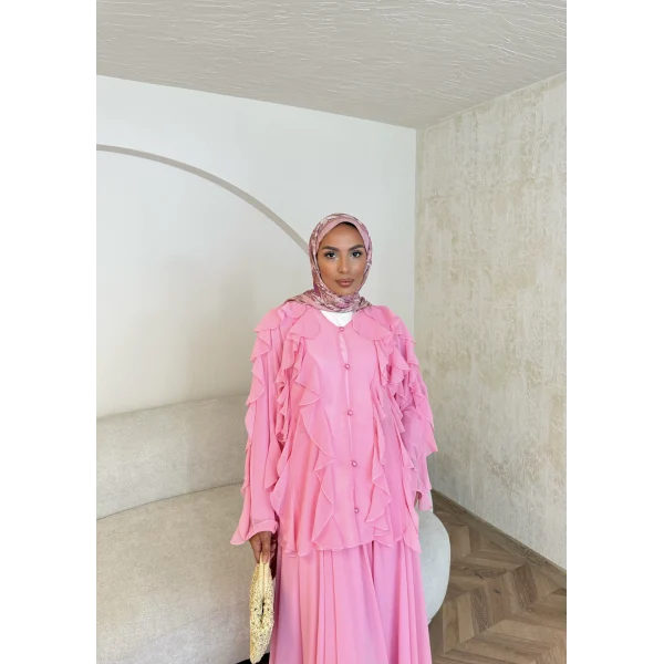 Messina Fırfırlı Takım - Pembe