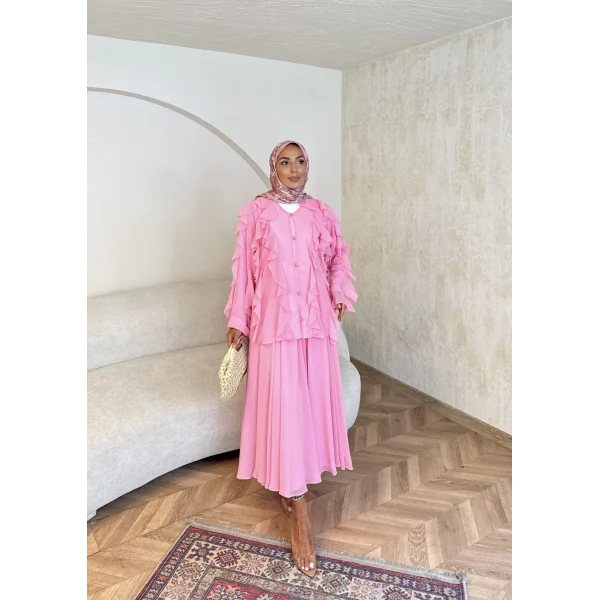 Messina Fırfırlı Takım - Pembe