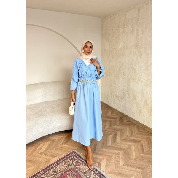 Milsa Lastikli Elbise - Mavi