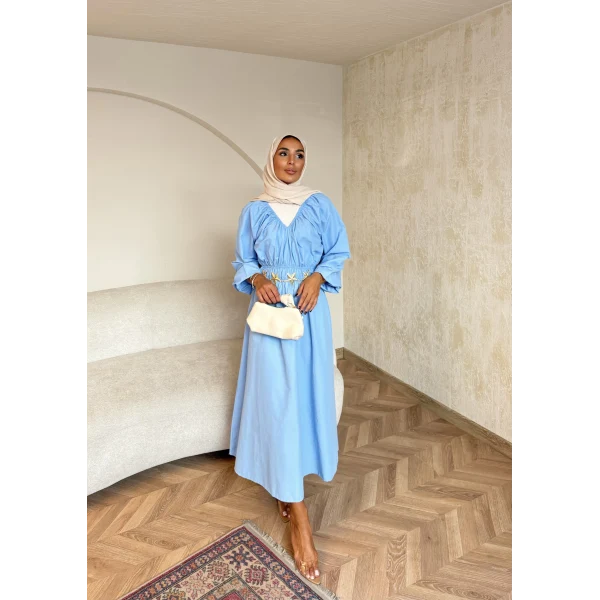 Milsa Lastikli Elbise - Mavi