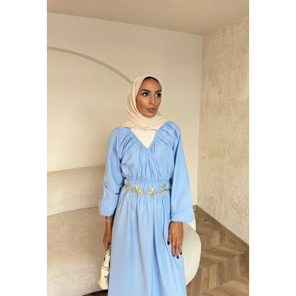 Milsa Lastikli Elbise - Mavi