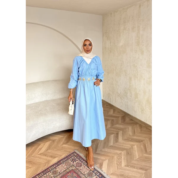 Milsa Lastikli Elbise - Mavi