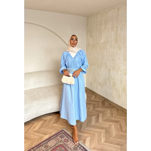 Milsa Lastikli Elbise - Mavi