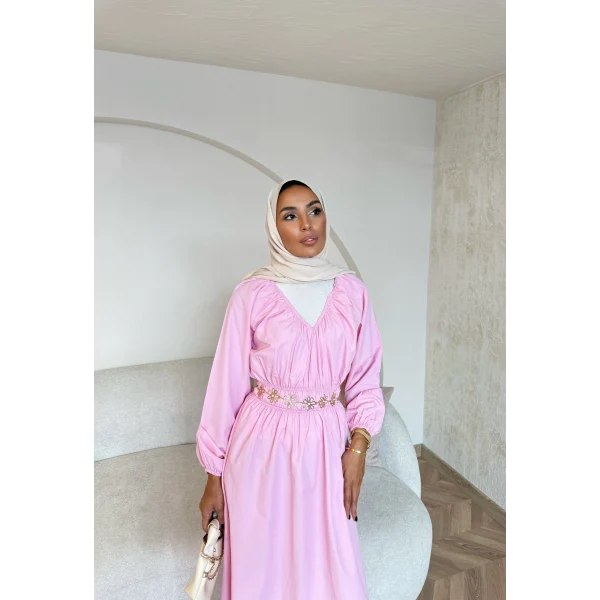 Milsa Lastikli Elbise - Pembe