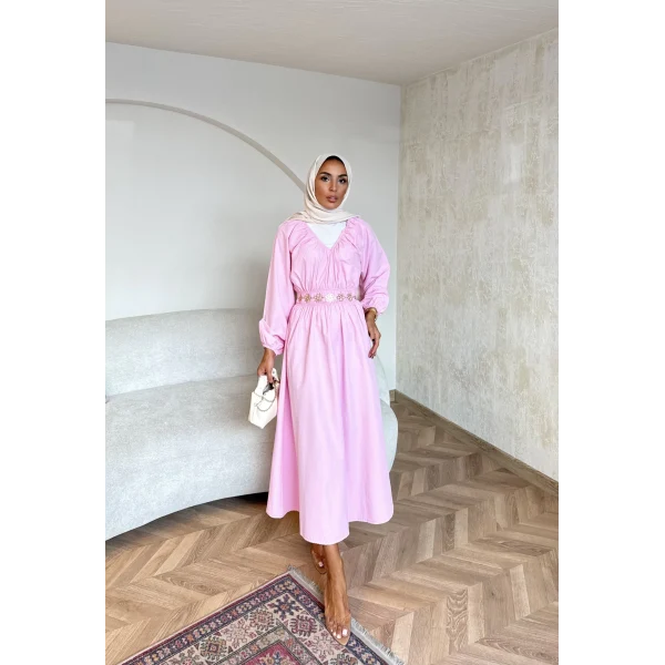 Milsa Lastikli Elbise - Pembe