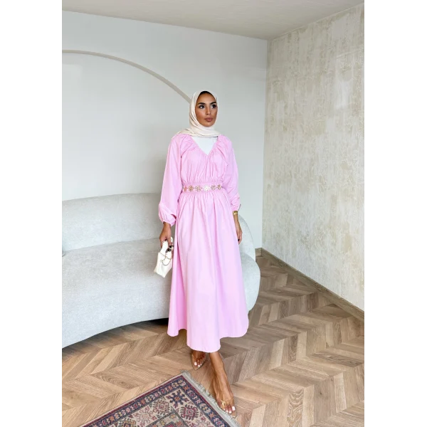 Milsa Lastikli Elbise - Pembe