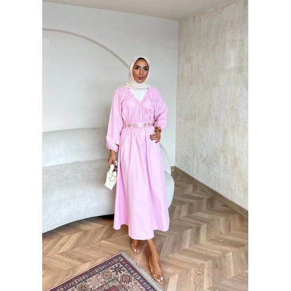 Milsa Lastikli Elbise - Pembe