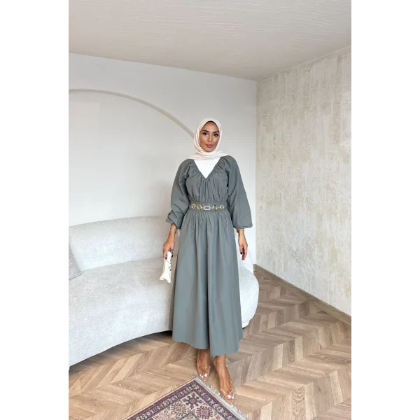 Milsa Lastikli Elbise - Yeşil