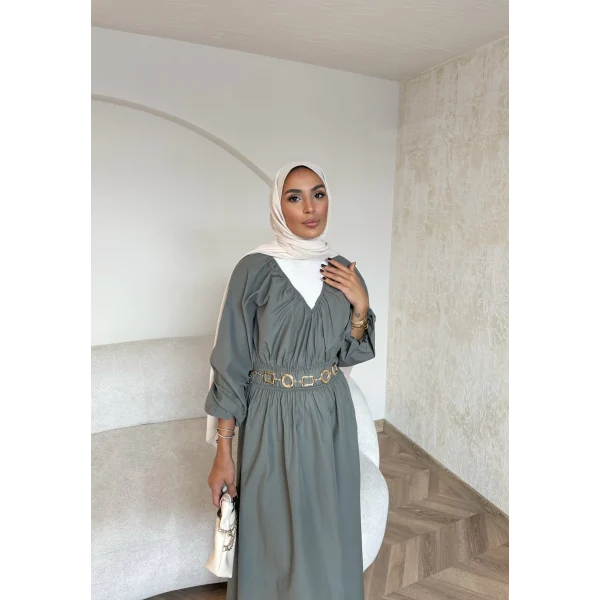 Milsa Lastikli Elbise - Yeşil