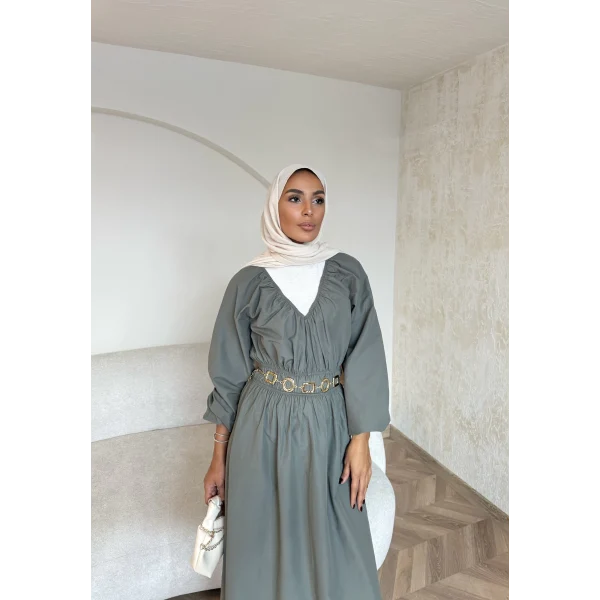 Milsa Lastikli Elbise - Yeşil