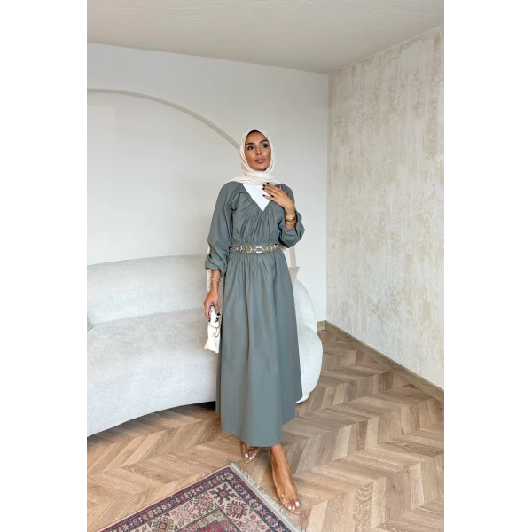 Milsa Lastikli Elbise - Yeşil