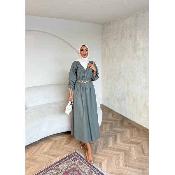 Milsa Lastikli Elbise - Yeşil