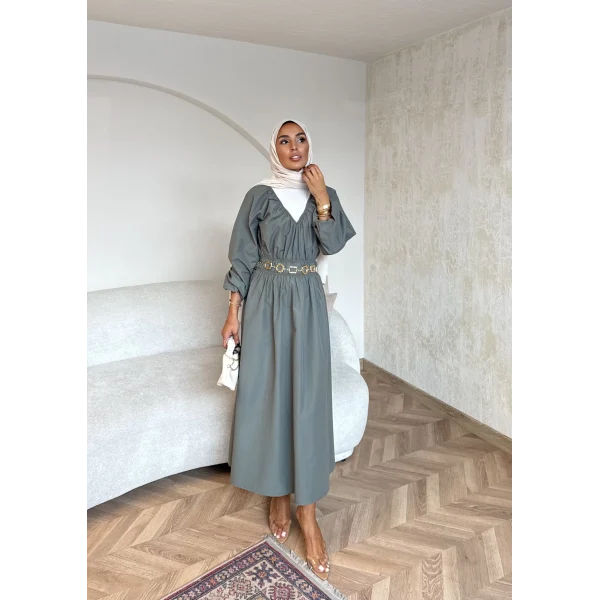 Milsa Lastikli Elbise - Yeşil