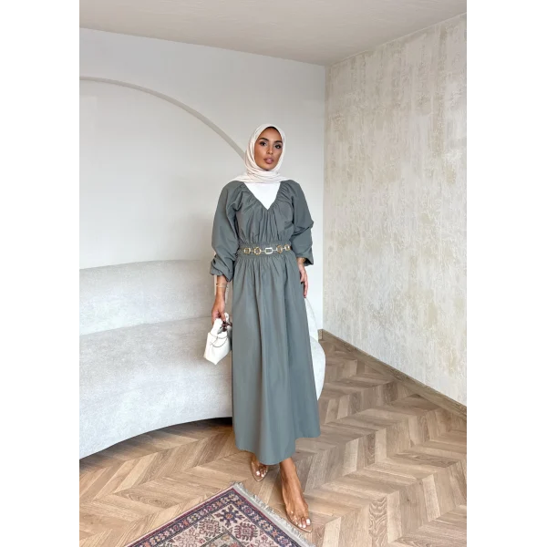 Milsa Lastikli Elbise - Yeşil