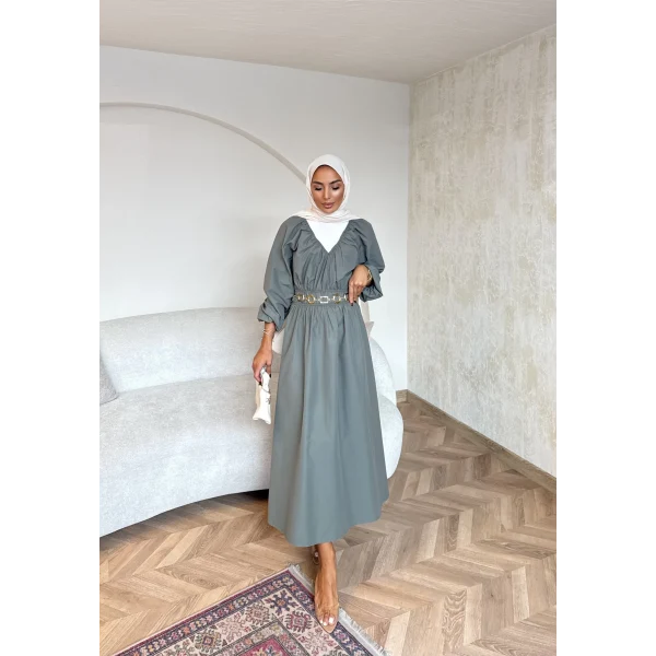 Milsa Lastikli Elbise - Yeşil