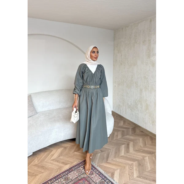 Milsa Lastikli Elbise - Yeşil