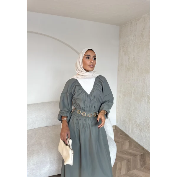 Milsa Lastikli Elbise - Yeşil