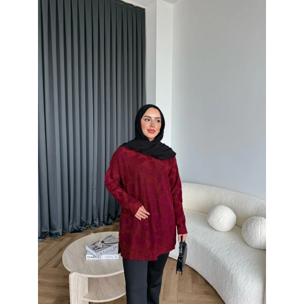 Miya Desenli Kazak - Bordo