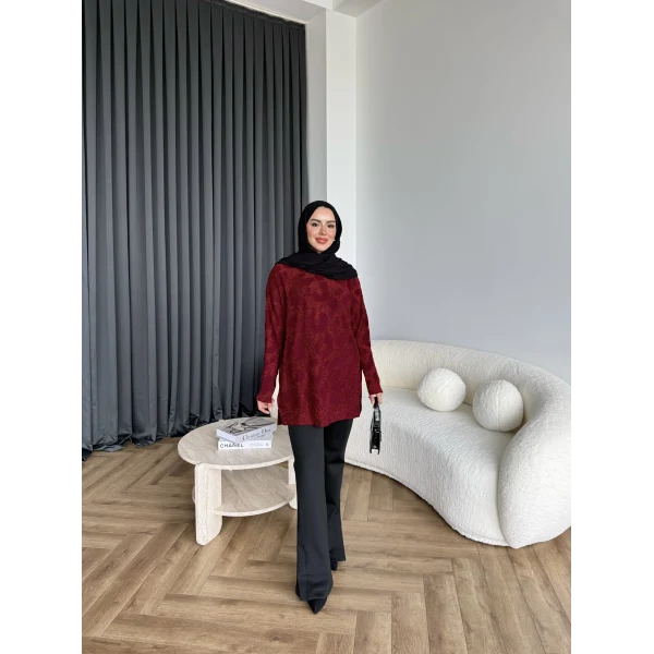 Miya Desenli Kazak - Bordo