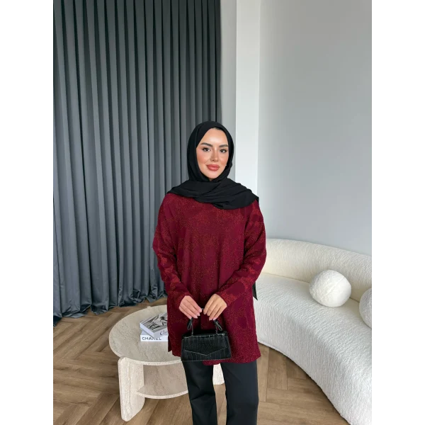 Miya Desenli Kazak - Bordo