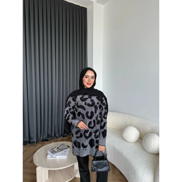 Miya Desenli Kazak - Siyah