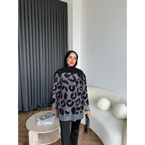 Miya Desenli Kazak - Siyah