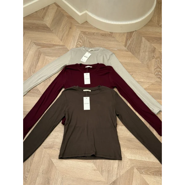 Muadil Düz Uzun Kollu İçlik - Kahve