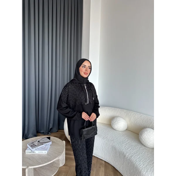 Neva Taşlı Oysh Takım - Siyah