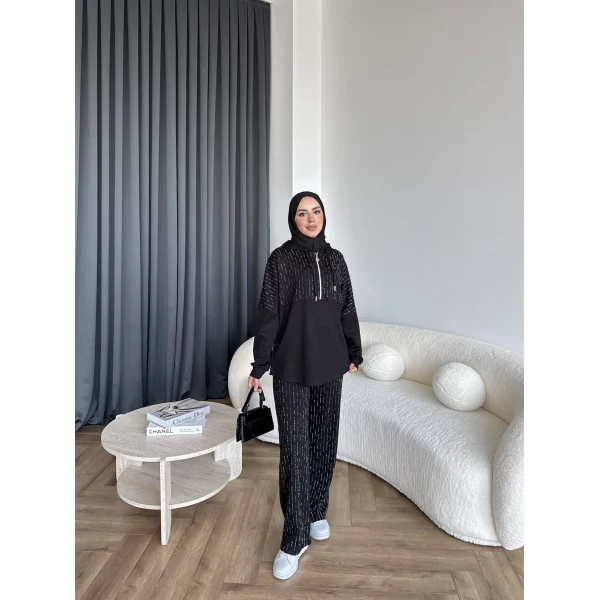 Neva Taşlı Oysh Takım - Siyah