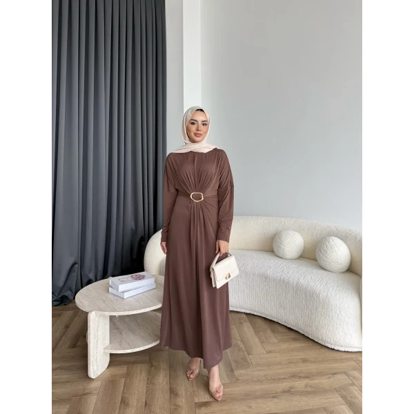 Nisa Sandy Elbise - Kahve