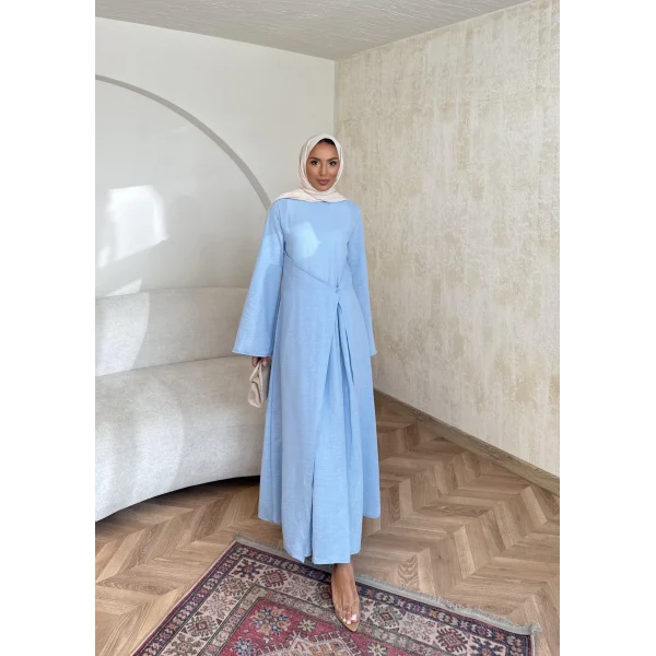 Noir Keten Elbise - Mavi