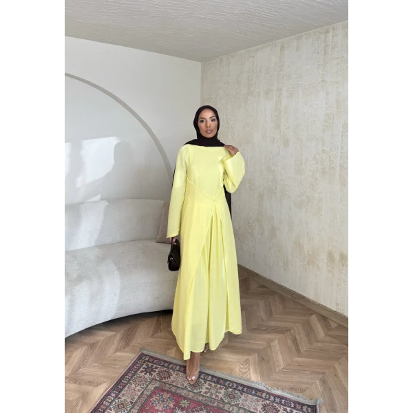 Noir Keten Elbise - Sarı