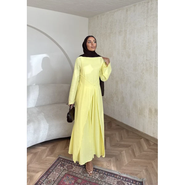 Noir Keten Elbise - Sarı