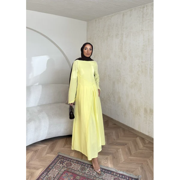 Noir Keten Elbise - Sarı