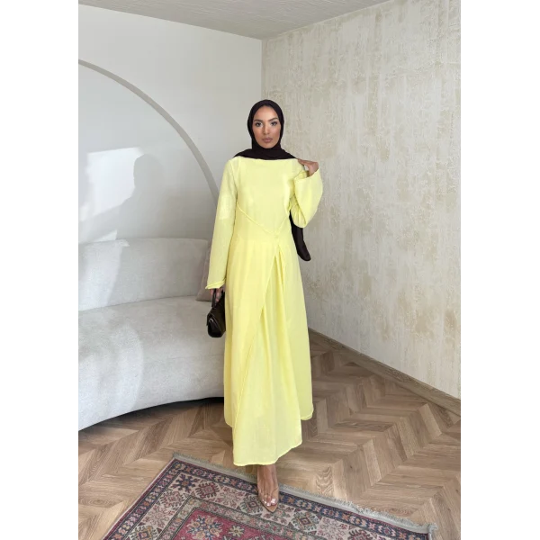 Noir Keten Elbise - Sarı