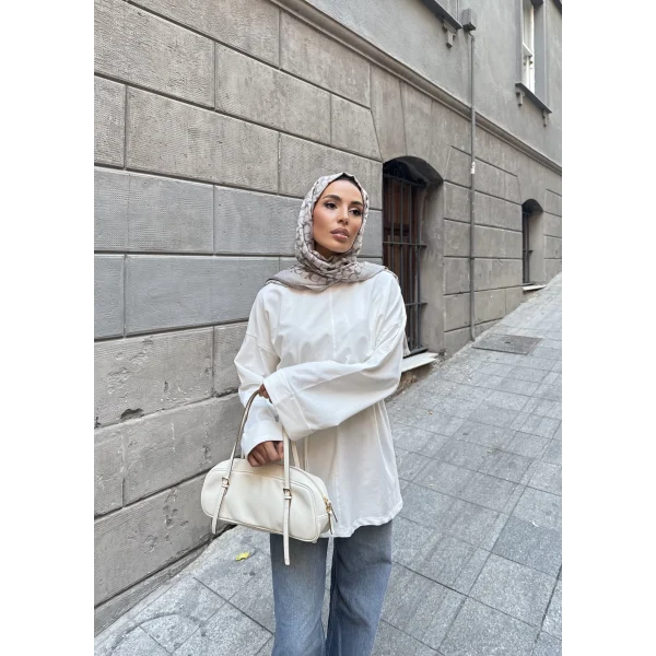 Nüha Yırtmaçlı Sweatshırt - Beyaz