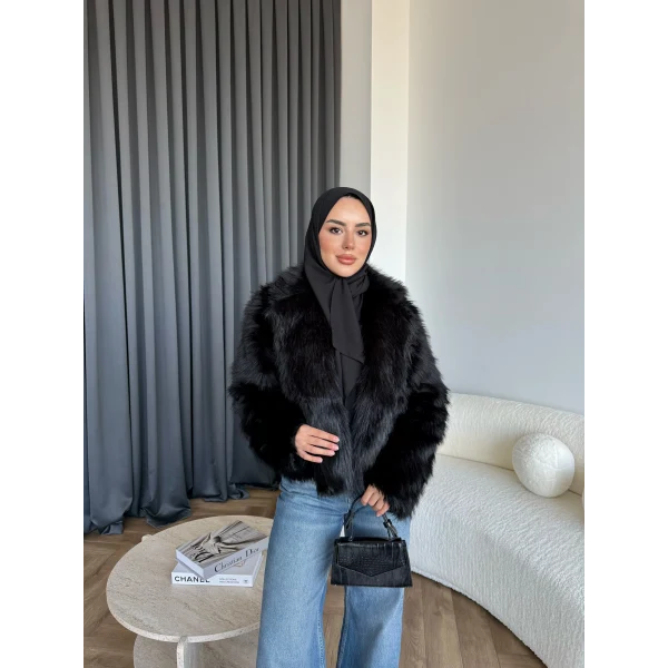 Olesa Kürk Mont - Siyah