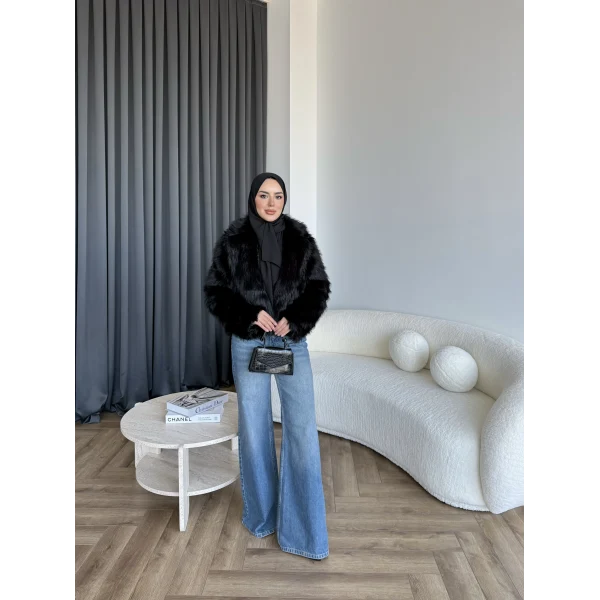 Olesa Kürk Mont - Siyah