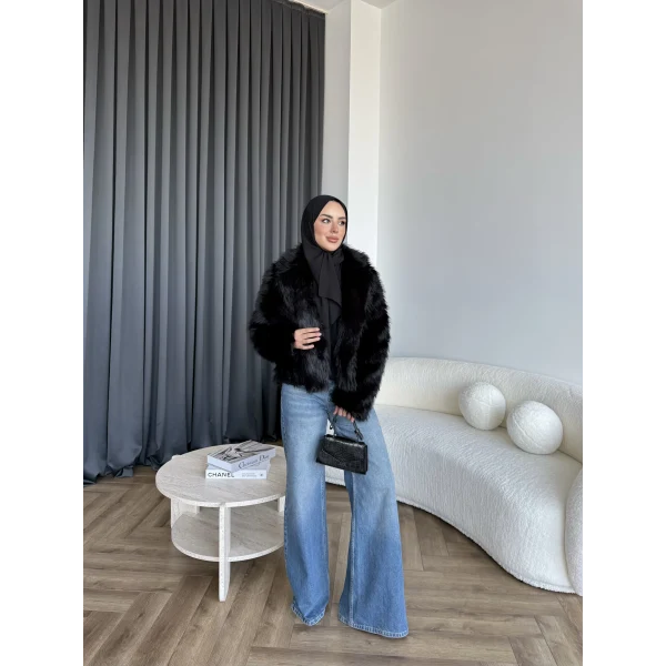 Olesa Kürk Mont - Siyah