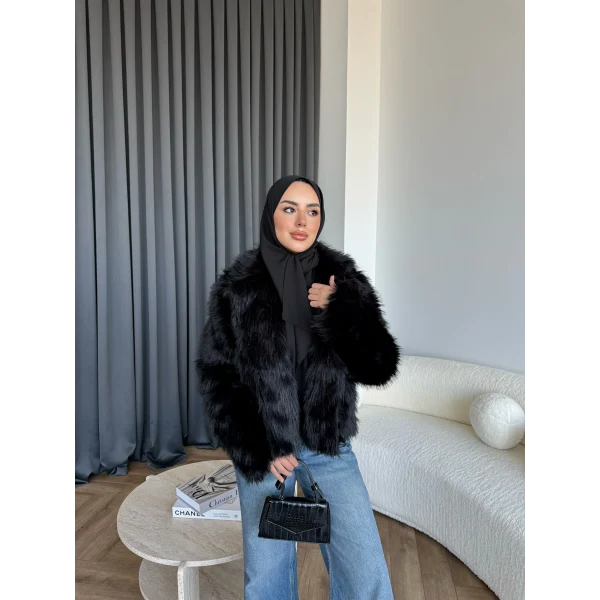 Olesa Kürk Mont - Siyah