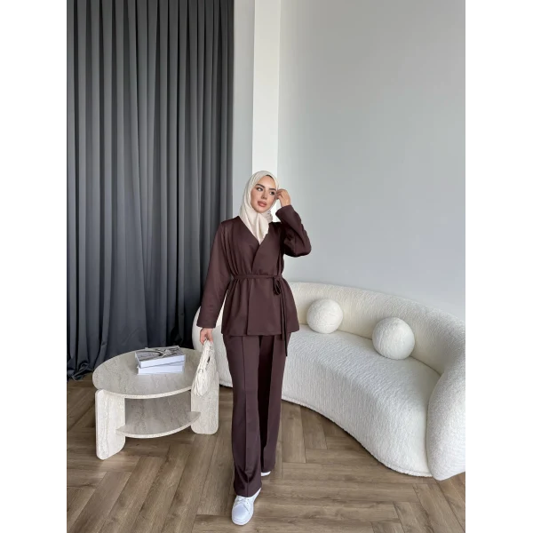 Oliva Yan Bağlamalı Scuba Takım - Kahve