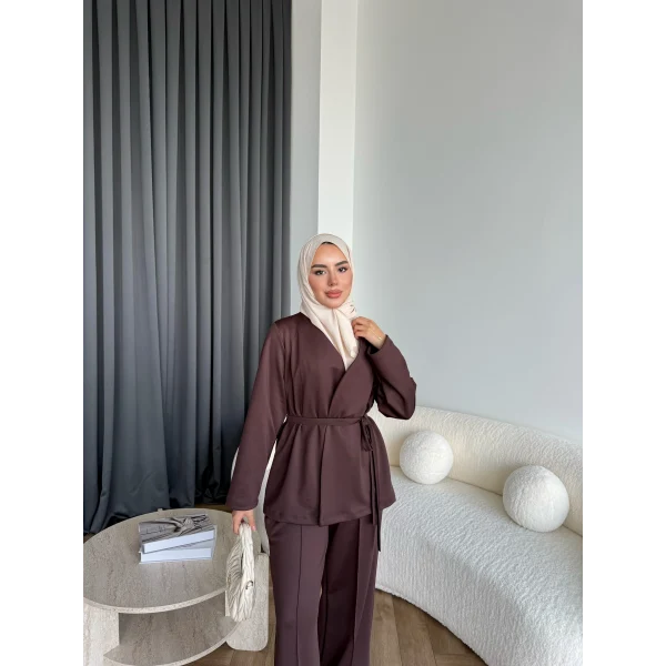 Oliva Yan Bağlamalı Scuba Takım - Kahve