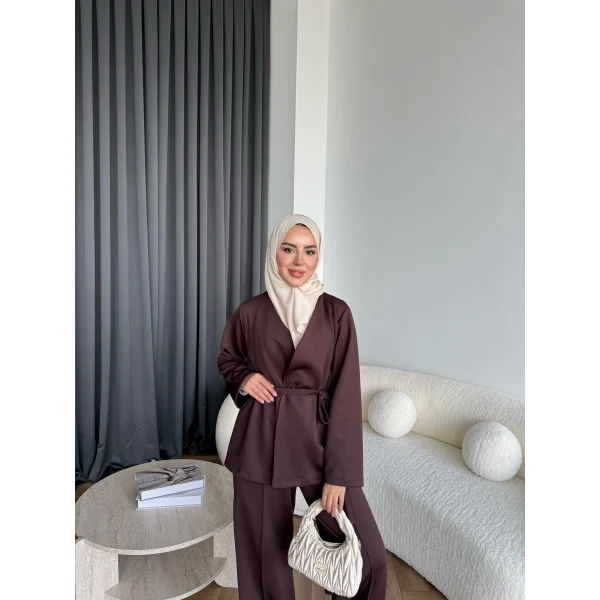 Oliva Yan Bağlamalı Scuba Takım - Kahve