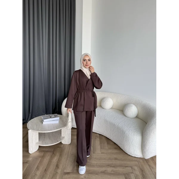 Oliva Yan Bağlamalı Scuba Takım - Kahve