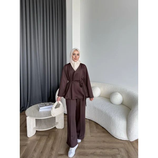 Oliva Yan Bağlamalı Scuba Takım - Kahve