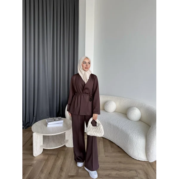 Oliva Yan Bağlamalı Scuba Takım - Kahve